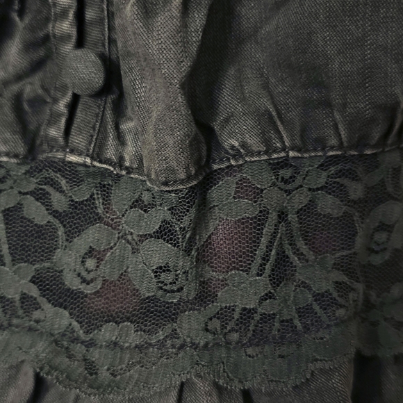 Free People Distressed Grey/Green Lace Inset Sleeveless Dress w/Buttons, Size S - Picture 4 of 11